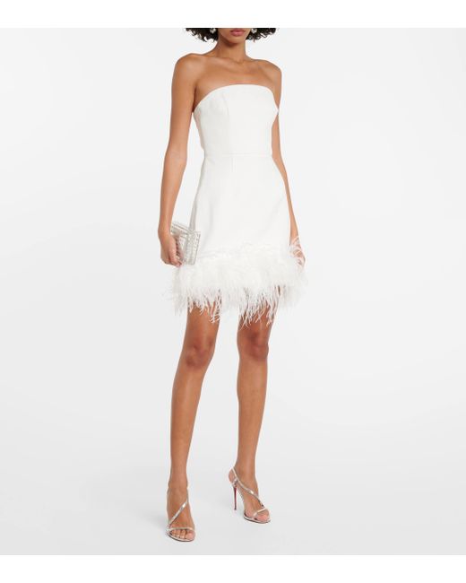 Rebecca Vallance White Bridal Evelyn Feather-trimmed Minidress