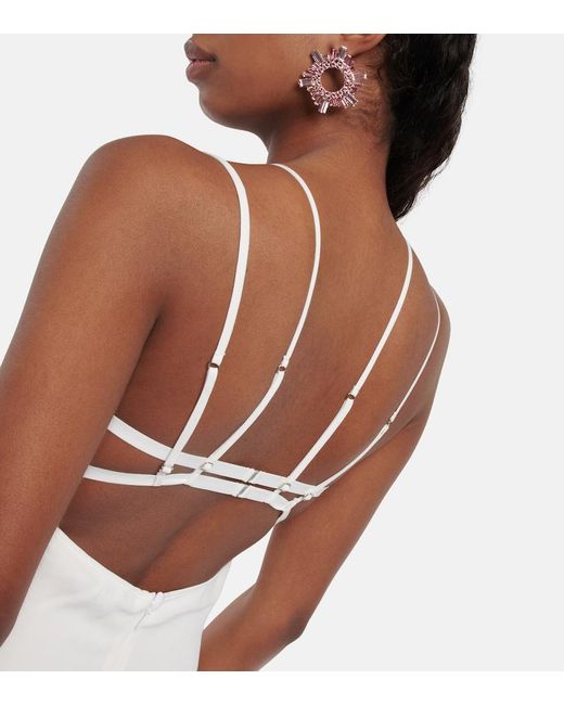 Nensi Dojaka White Bridal Cutout Crepe Gown