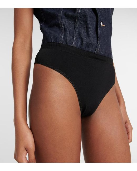 Alaïa Blue Alaia Denim Cotton-blend Bodysuit
