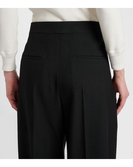 Chloé Blue Weite High-Rise-Hose Aus Woll-Gabardine