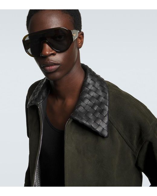 Bottega Veneta Brown Shield Sunglasses for men