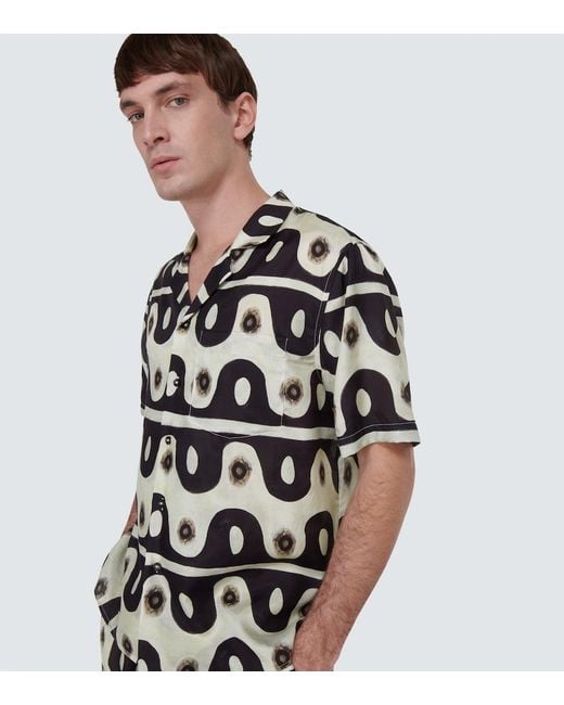 Commas Black Printed Bowling Shirt for men