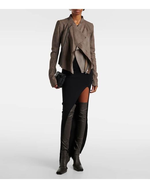 Rick Owens Gray Leather Biker Jacket