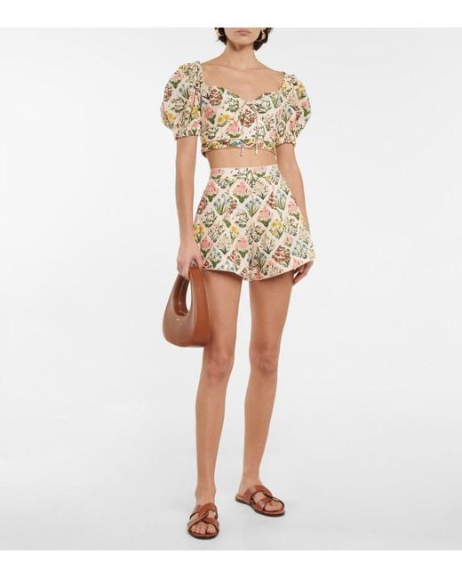 Agua Bendita Multicolor Floral-print Cropped Top
