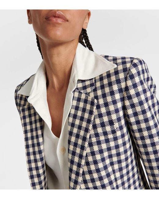 AMI Blue Checked Wool And Cotton Blazer