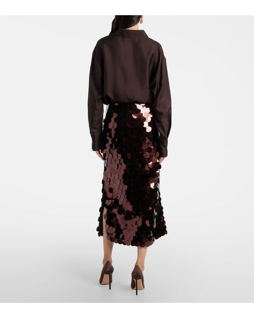 Roksanda Brown Sequined Midi Skirt