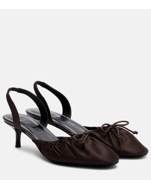 Staud Black Alba Satin Slingback Pumps