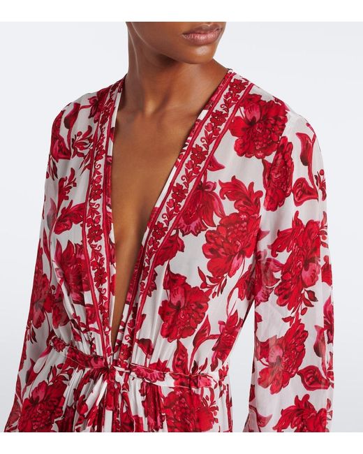 Alexandra Miro Red Clementine Floral Maxi Dress