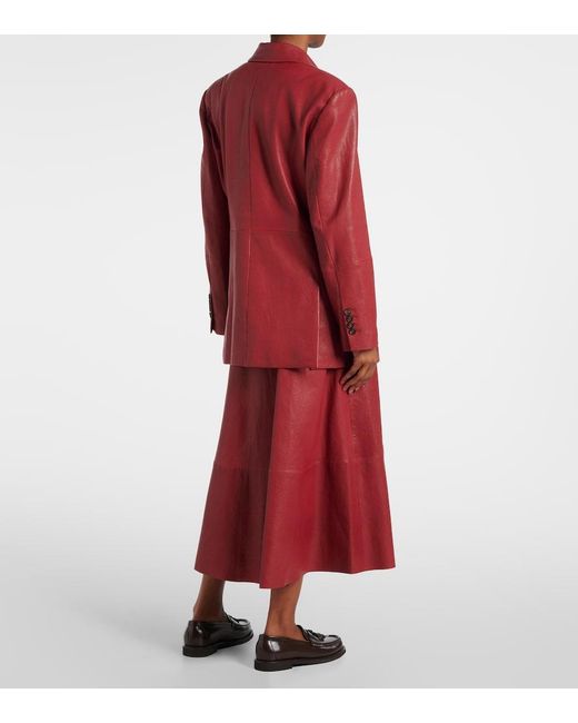 Brunello Cucinelli Red Leather Blazer