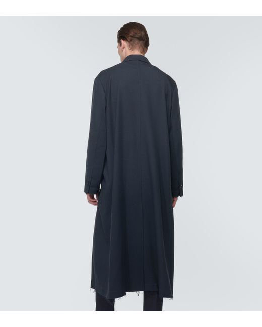 Undercover Blue Single-breasted Wool Coat for men