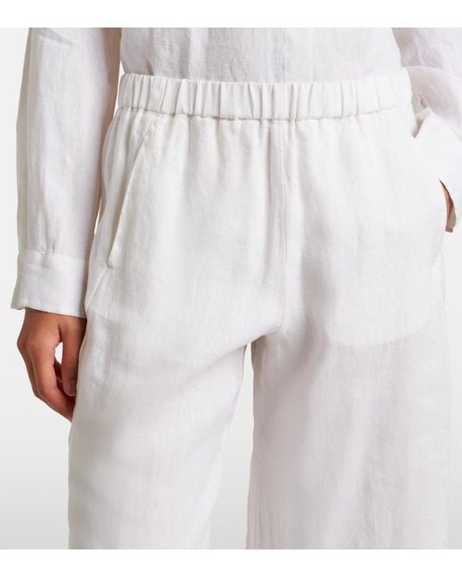 Velvet White Stephanie Linen Wide-Leg Pants