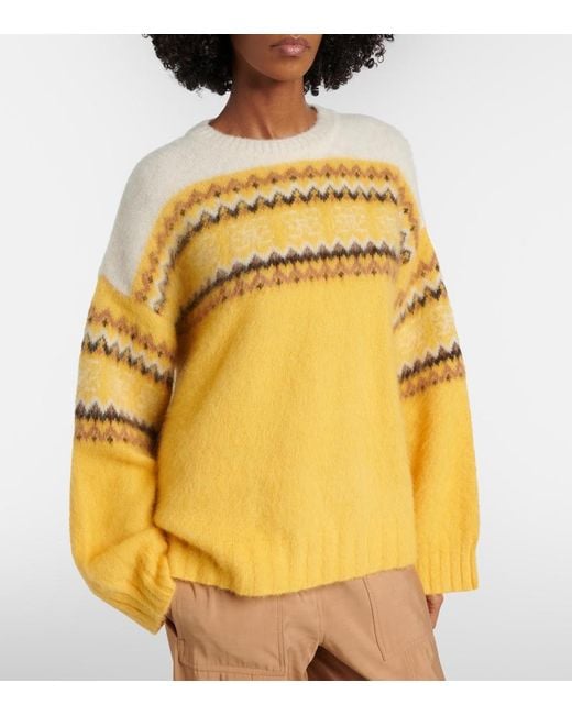Ganni Yellow Fair Isle Alpaca And Wool-Blend Intarsia Sweater