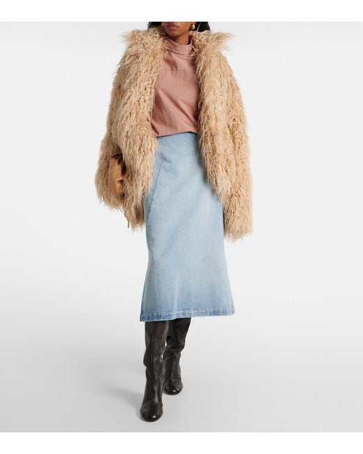 Dries Van Noten Blue Denim Midi Skirt