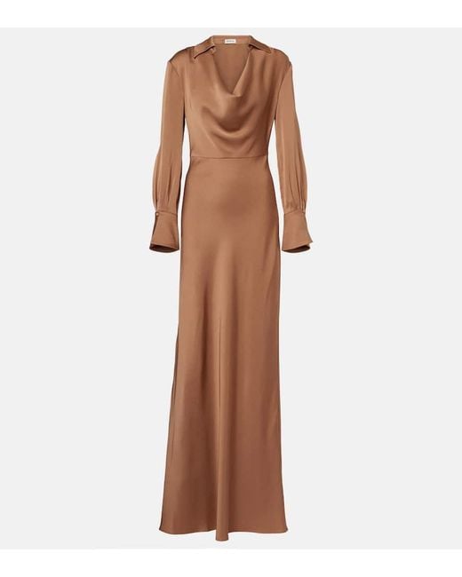 Jonathan Simkhai Brown Adelle Draped Satin Gown