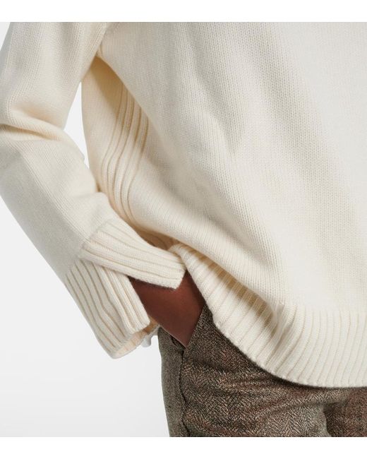 Loro Piana White Parksville Cashmere Sweater