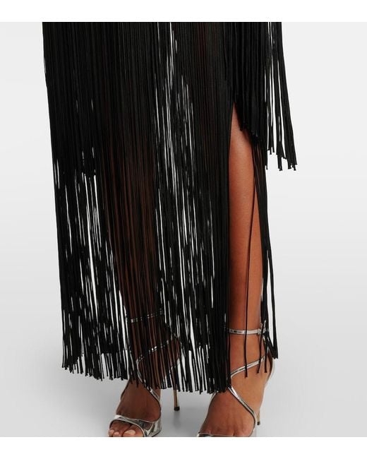 Taller Marmo Black Chicago Fringed Crepe Minidress