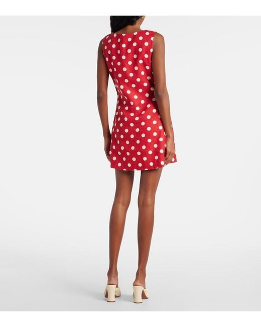 Posse Red Alice Polka-Dot Linen Minidress