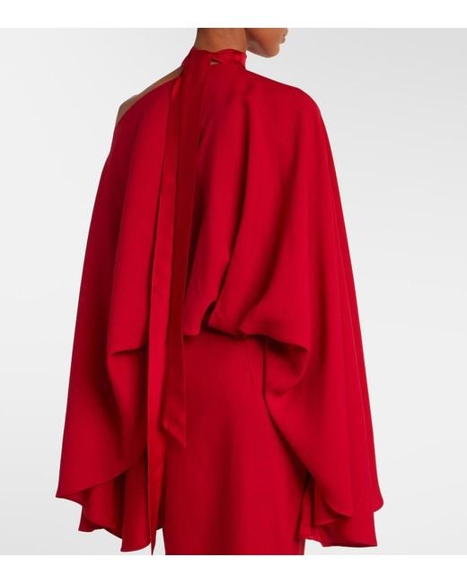 ‎Taller Marmo Red Brooks Scarf-Detail Crepe Maxi Dress