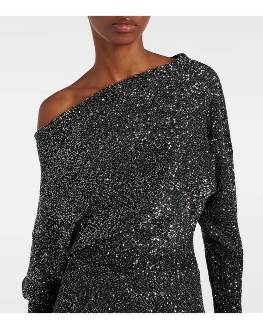 Abito Midi Con Paillettes di Max Mara in Gray