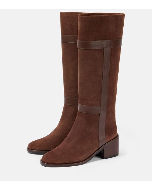 Robert Clergerie Brown Lyube 65 Shearling-Lined Suede Knee-High Boots