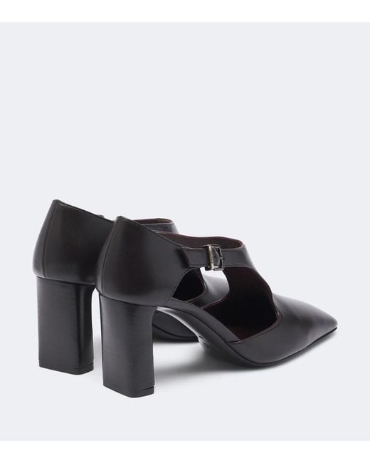 Max Mara Black Leather Mary Jane Pumps