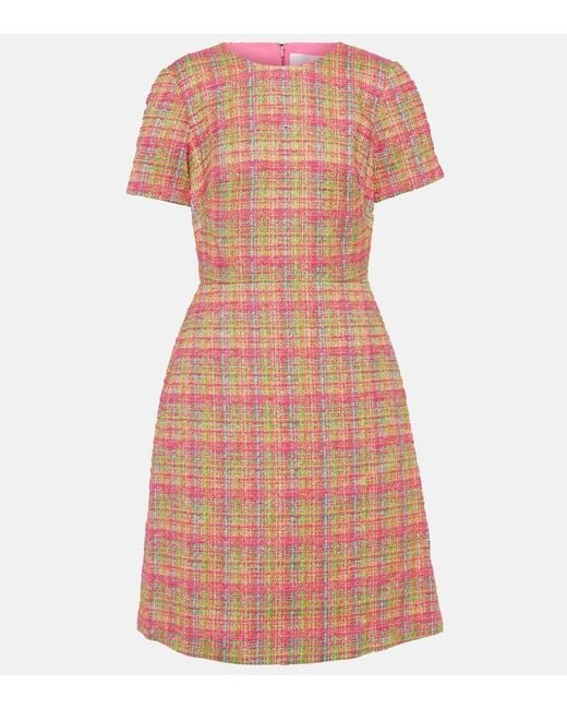 Carolina Herrera Pink Checked Midi Dress