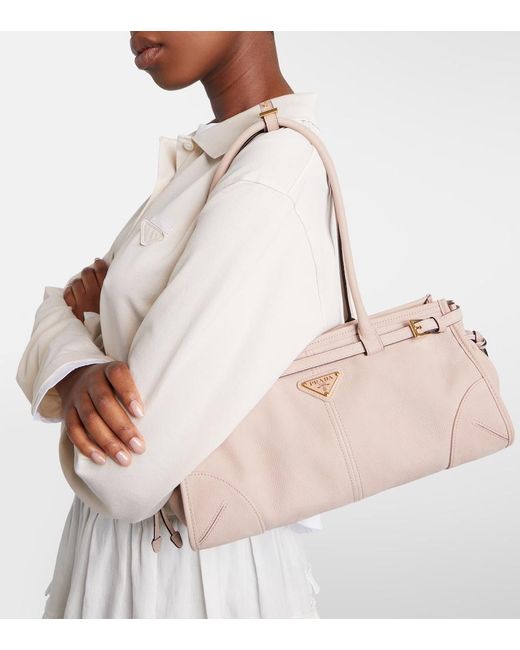 Prada Natural Bonnie Medium Leather Shoulder Bag