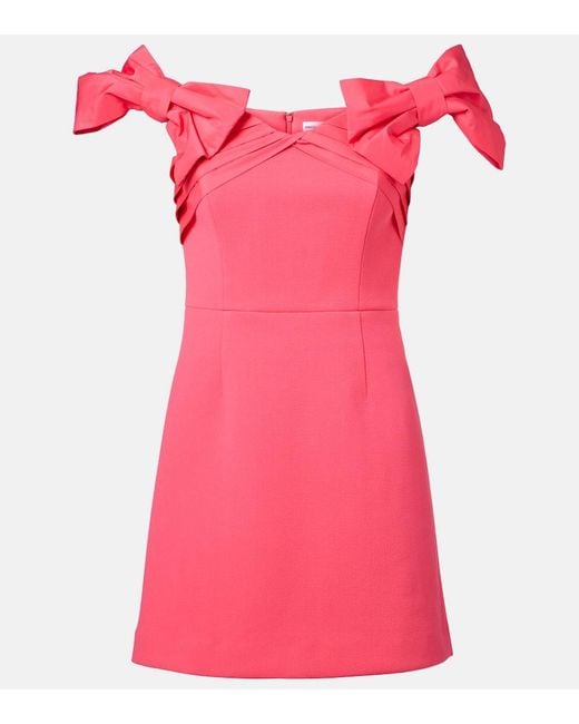 Rebecca Vallance Pink Bow-Detail Crepe Minidress