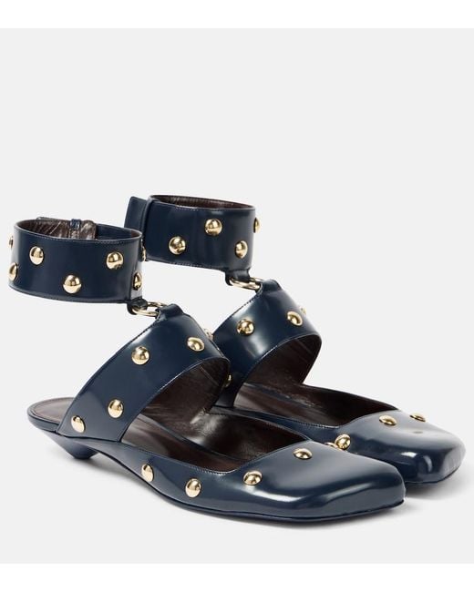 Chloé Blue Jade Studded Leather Sandals