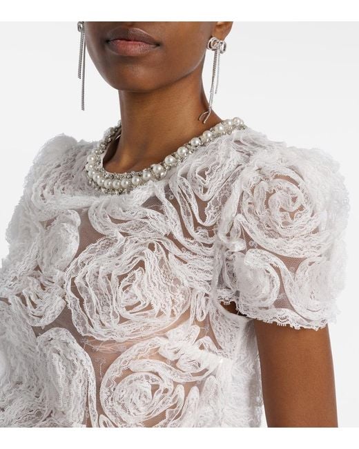 Self-Portrait White Tulle Lace Top