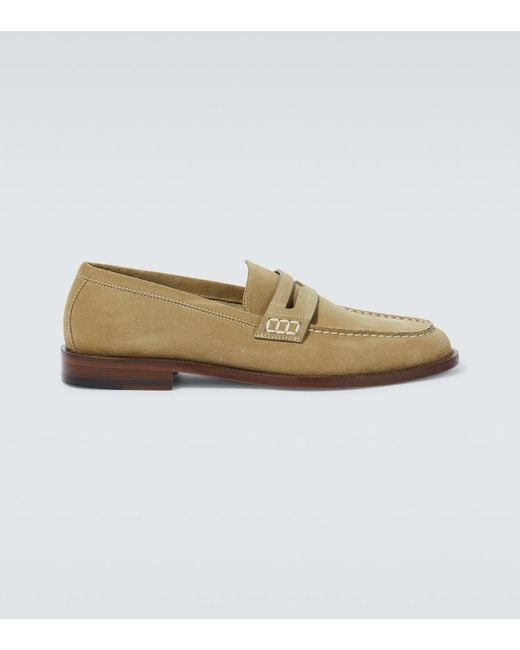 Manolo Blahnik White Perry Suede Loafers for men