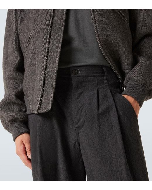 Giorgio Armani Black Virgin Wool Tapered Pants for men