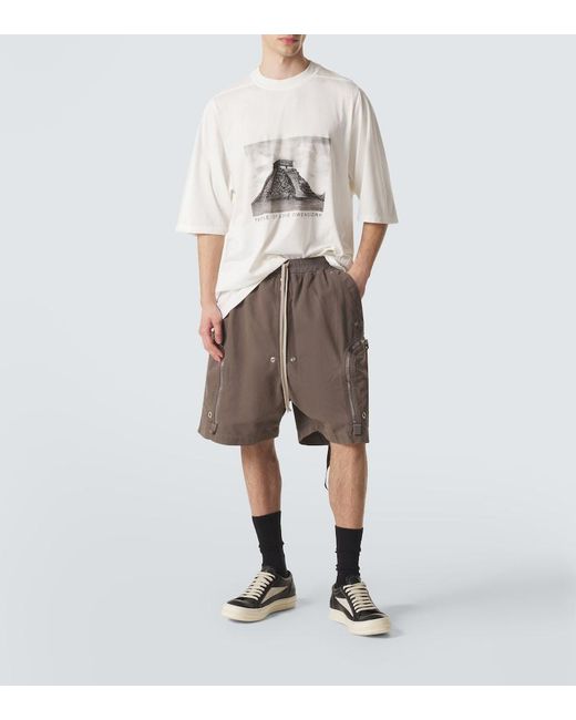 Rick Owens White Drkshdw Jumbo Printed Cotton Jersey T-Shirt for men