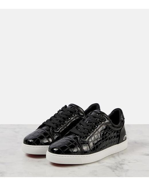 Christian Louboutin Black Fun Vieira Leather Low-Top Trainers