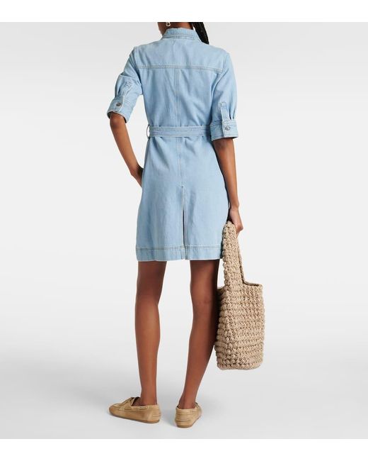 FRAME Blue Hemdblusenkleid Aus Denim