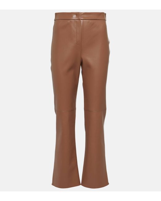 Max Mara Brown Sublime Faux Leather Flared Pants