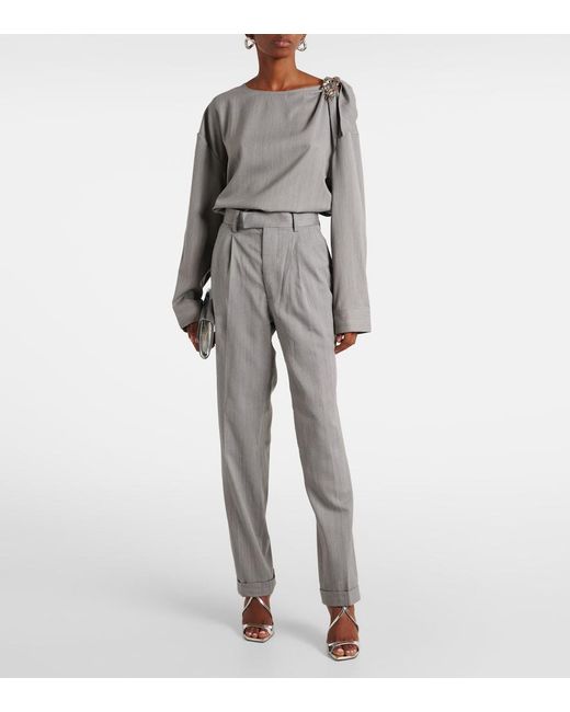 JACQUES WEI Gray Wool Straight Pants