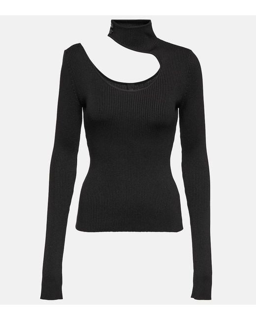 Petar Petrov Black Fiz Cutout Ribbed-Knit Silk Top
