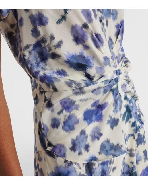 Isabel Marant Blue Tullya Floral Silk-Blend Top