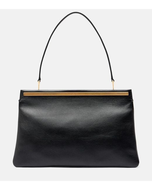 The Row Black Elise Medium Leather Shoulder Bag