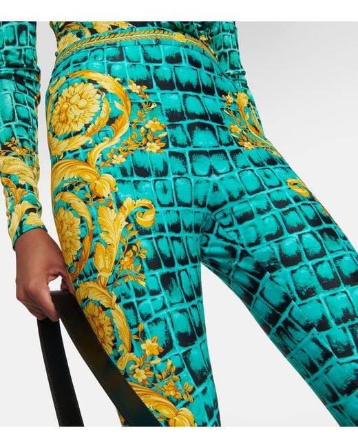 Versace Blue Regalia Baroque Jersey Leggings