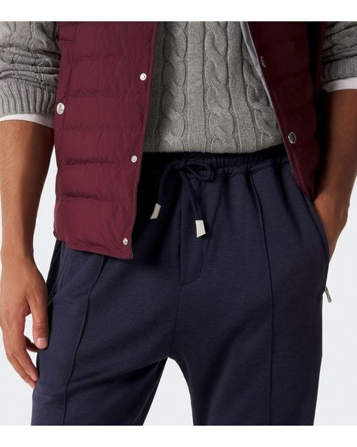 Eleventy Blue Silk And Cotton-Blend Sweatpants for men