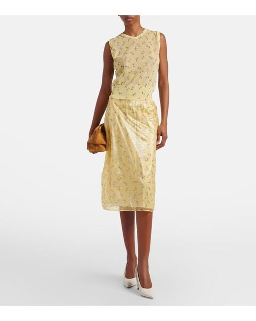 Jil Sander Metallic Floral Cotton-Blend Top