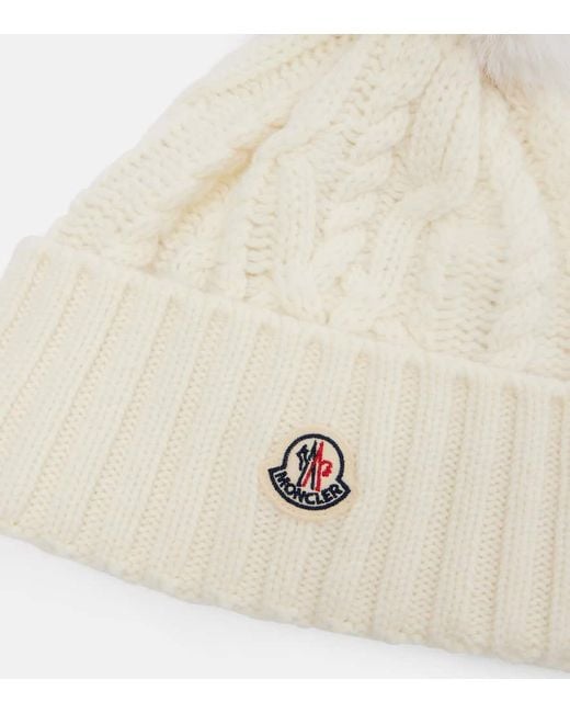 Moncler Natural Cable-Knit Wool And Cashmere Beanie