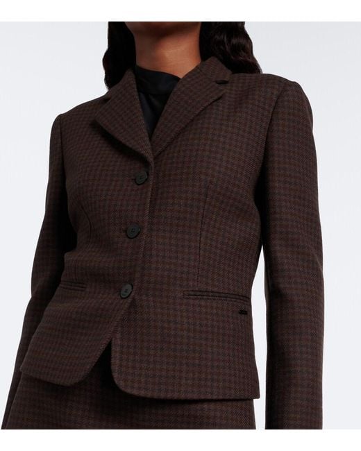 Gucci Brown Houndstooth Wool-Blend Blazer