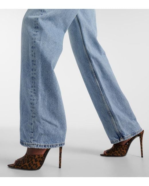 Saint Laurent Blue High-rise Wide-leg Jeans