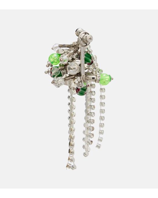 Dries Van Noten Green Crystal-Embellished Drop Earrings