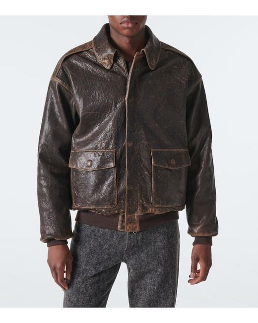 The Row Distressed Lederjacke Orwell in Black für Herren