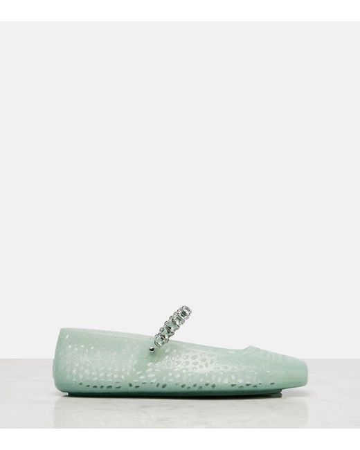 Jimmy Choo Green Jelly Ballet Flats