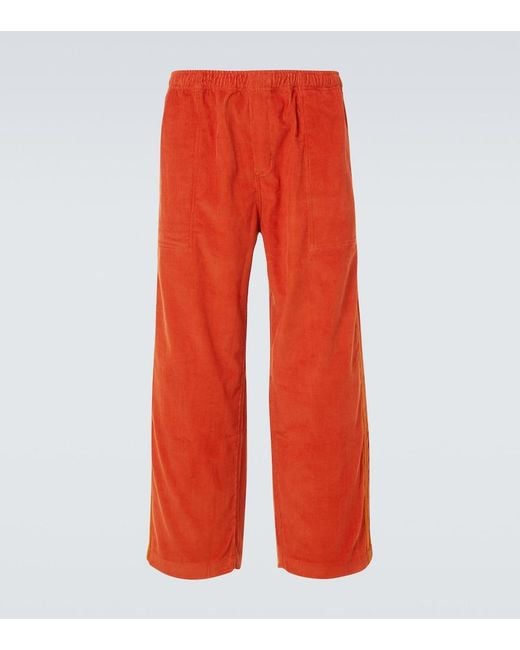 Bode Red Cotton Corduroy Straight Pants for men